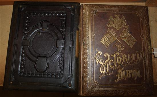 The Victorian Album a gilt-tooled music box photograph album, illus Royal scenes by Weedon & another music box album (a.f)